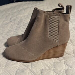 Toms Taupe Wedge Ankle Booties